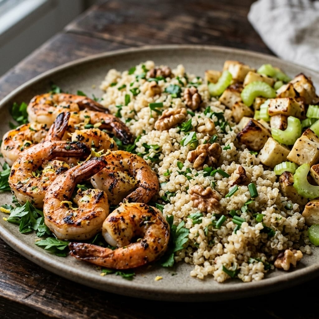 Grillezett garnélarák – quinoa, zeller