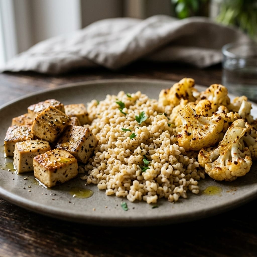 Fitt tofu – bulgur, karfiol