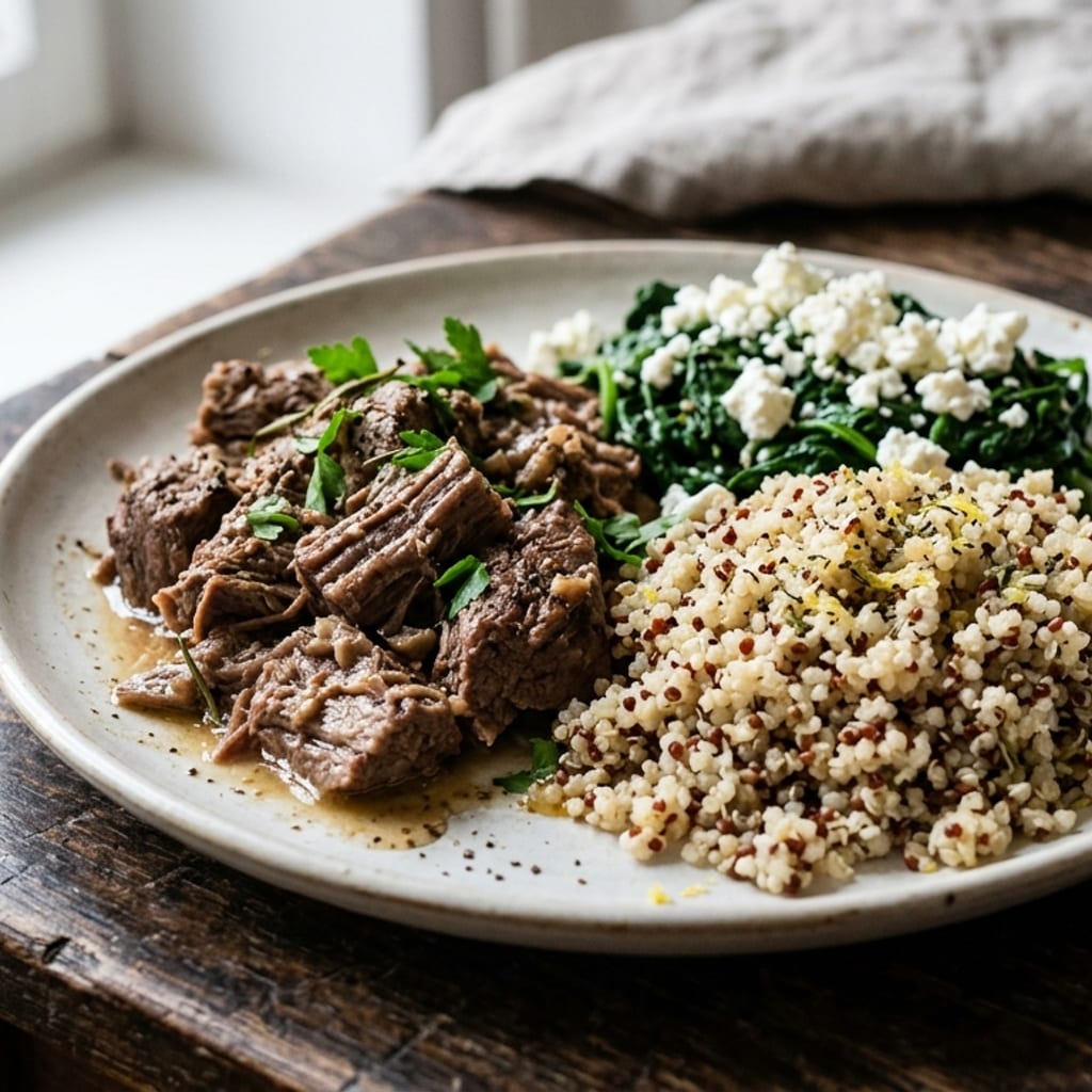 Mediterrán sovány marhahús – quinoa, spenót